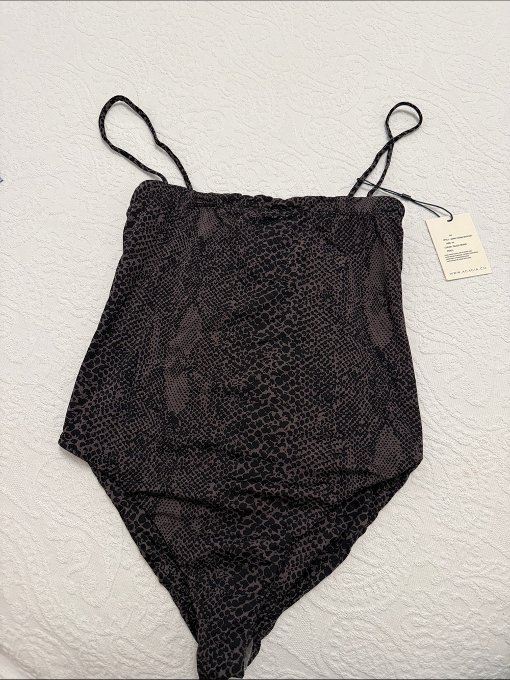 Acacia swimwear Lonny bodysuit in Black & Brown Snake Print